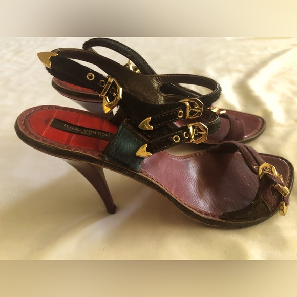 Louis Vuitton Crocodile Embossed Suede Multi Colored Leather Shoes Size 40 - Picture 4 of 16